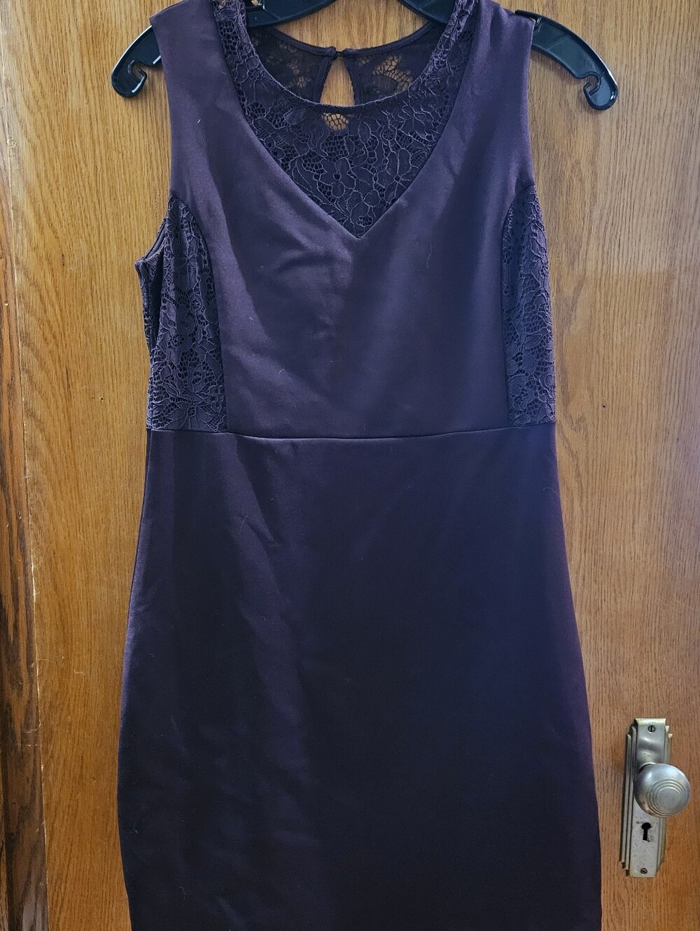 Sleeveless Lace-Panel Purple Dress